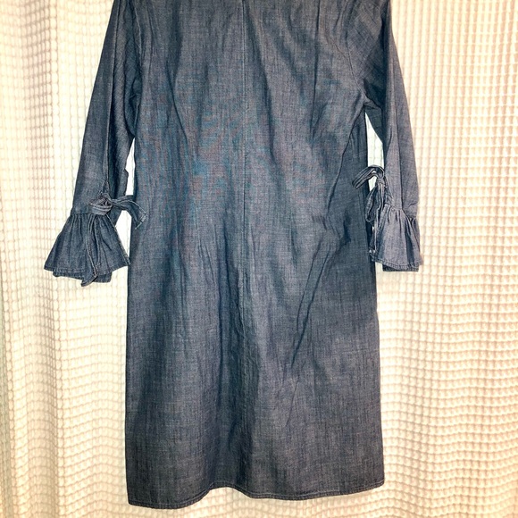 NWT JCrew Chambray Ruffle Tie Sleeve Dress, 2 - Picture 5 of 5